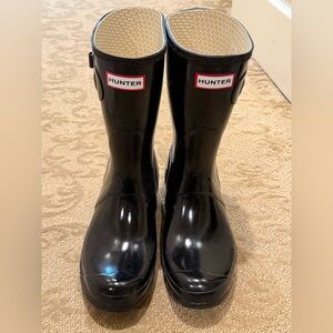 Hunter boots original gloss short black size 9male/10 female
